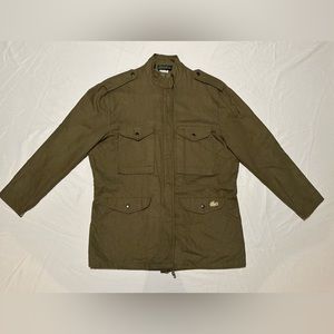 Vintage 1960’s Izod for her Lacoste 100% raw silk army green field jacket Small